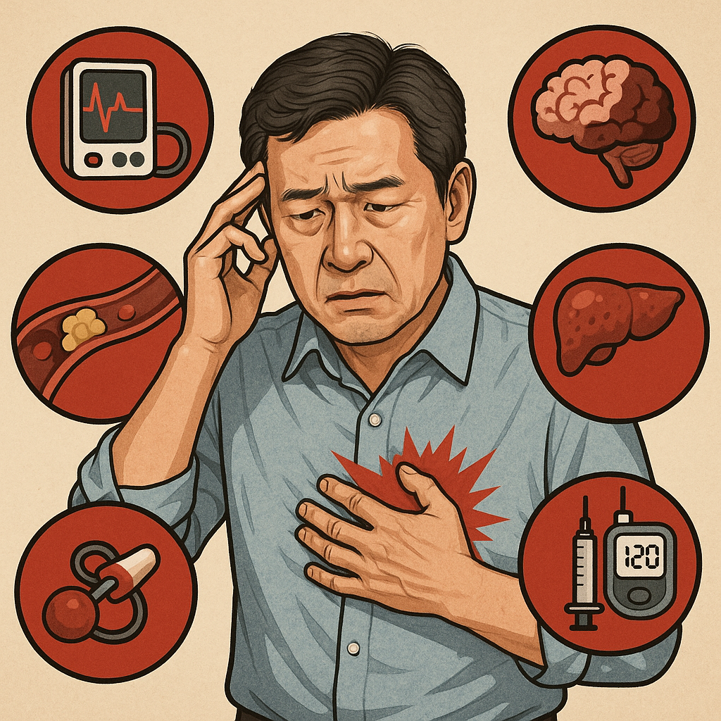 “중년층을 괴롭히는 5대 만성 질환, 당신도 위험하다면!? 지금 당장 알아야 할 생명 지키기 비법!”